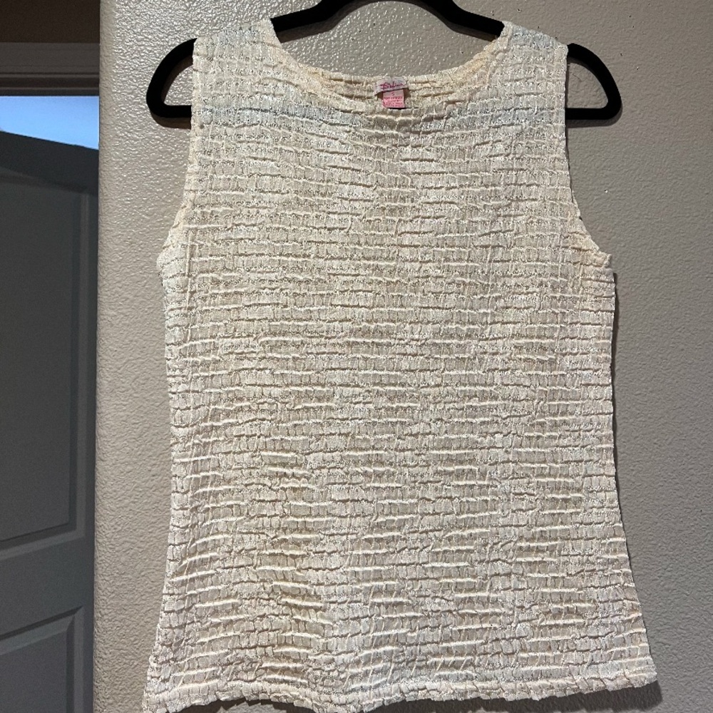 Sleeveless Textured Ivory Women’s Top y2k vintage size small butter yellow